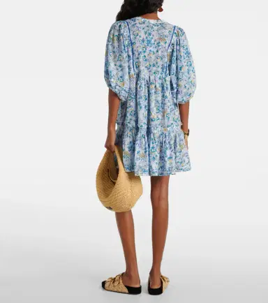 Poupette St Barth Aria floral gathered cotton minidress | Thumbnail 3