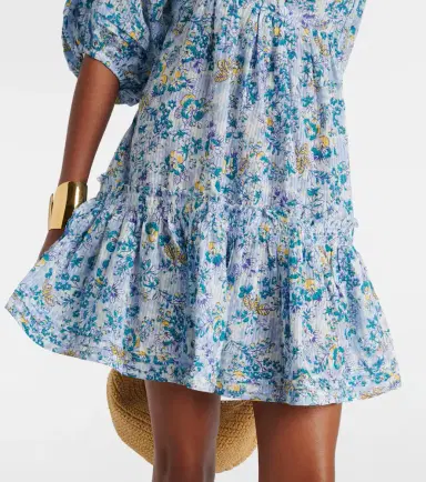 Poupette St Barth Aria floral gathered cotton minidress | Thumbnail 5