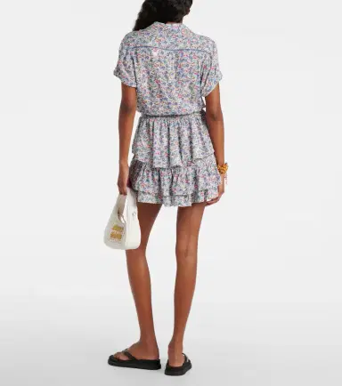 Poupette St Barth Branda floral tiered shirt dress | Thumbnail 2