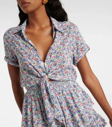 Poupette St Barth Branda floral tiered shirt dress | Thumbnail 3