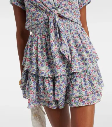 Poupette St Barth Branda floral tiered shirt dress | Thumbnail 4