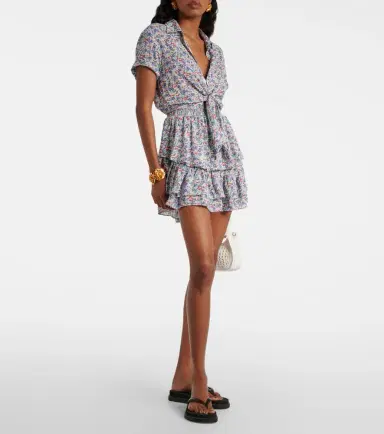 Poupette St Barth Branda floral tiered shirt dress | Thumbnail 5