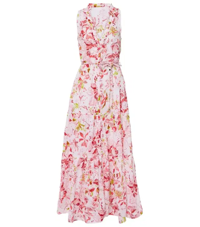 Poupette St Barth Nana floral tiered cotton maxi dress