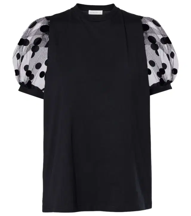 Polka dot tulle and jersey T-shirt