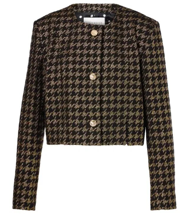 Nina Ricci Houndstooth lamé tweed jacket