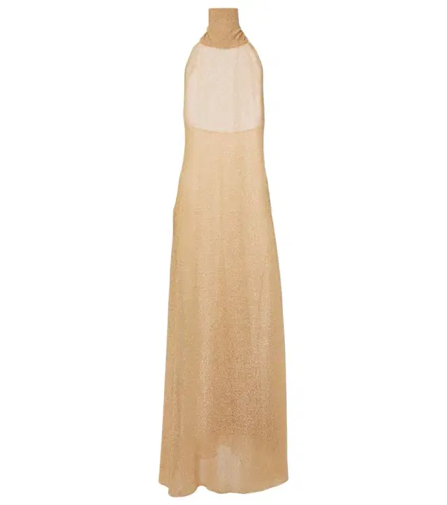 Oseree Oséree Lumière metallic maxi dress
