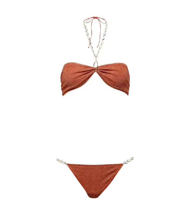 Oseree Oséree Lumière O Chain lamé bikini