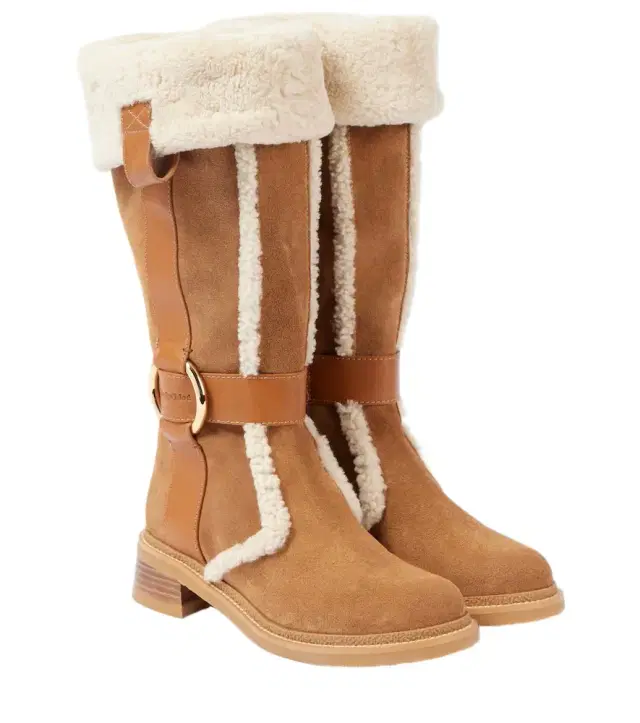 See By Chloé See By Chloé New Ring suede and shearling knee-high boots