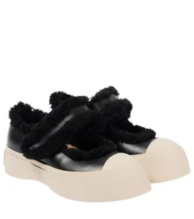 Marni Pablo shearling-lined leather sneakers | Thumbnail 1 Marni Pablo shearling-lined leather sneakers | Thumbnail 1