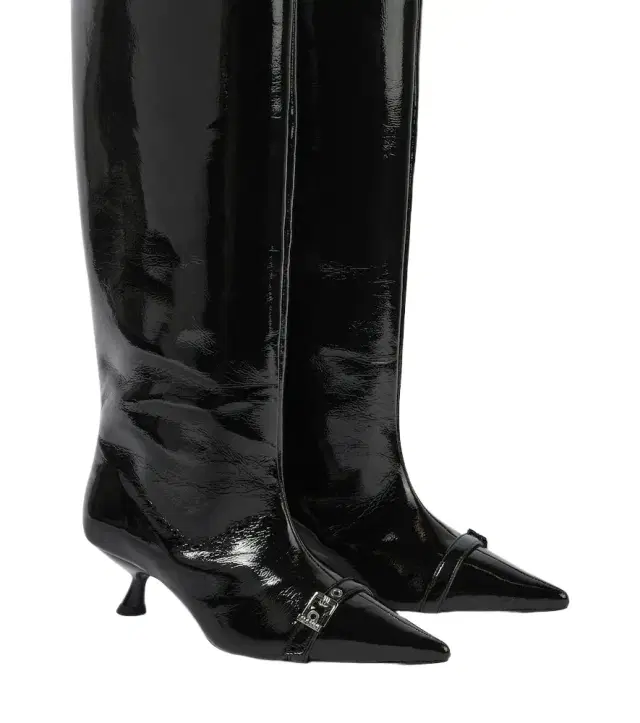 Ganni Eyelets faux leather knee-high boots