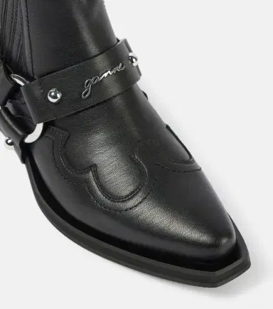 Ganni Embroidered faux leather cowboy boots | Thumbnail 3