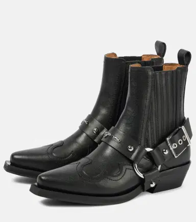 Ganni Embroidered faux leather cowboy boots | Thumbnail 4