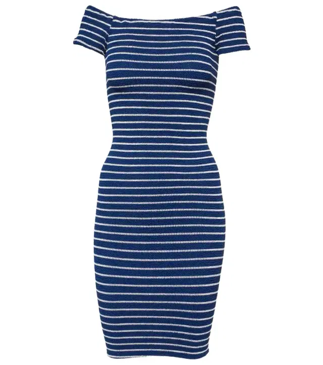 Hunza G Grace striped off-shoulder midi dress