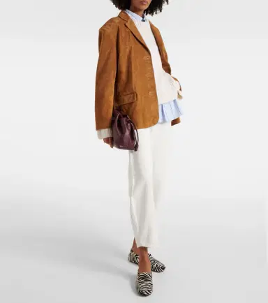 Staud Corrine single-breasted suede jacket | Thumbnail 3