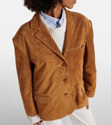 Staud Corrine single-breasted suede jacket | Thumbnail 4
