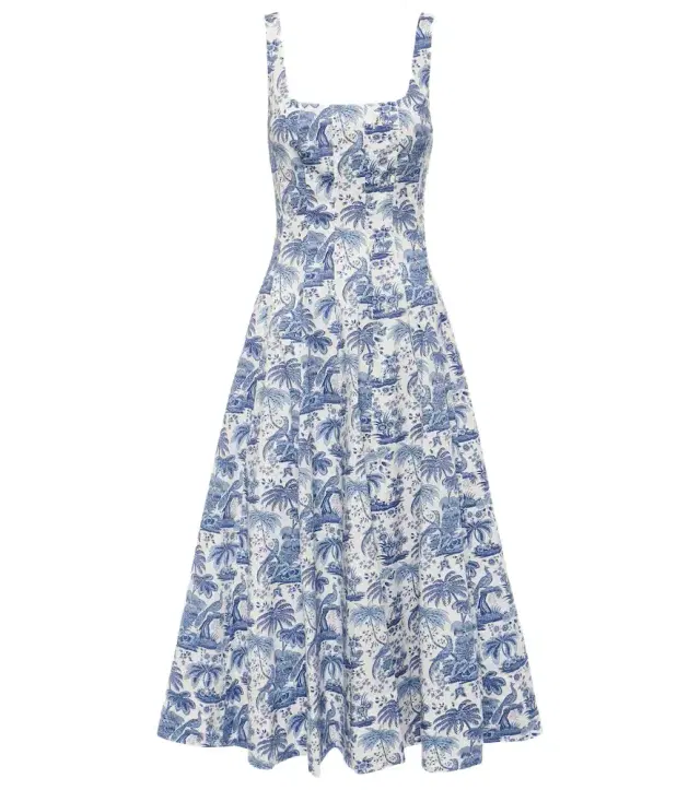 Wells printed cotton poplin midi dress