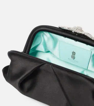 Aquazzura Very Bow Tie embellished satin clutch | Thumbnail 2