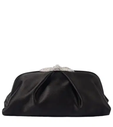 Aquazzura Very Bow Tie embellished satin clutch | Thumbnail 1