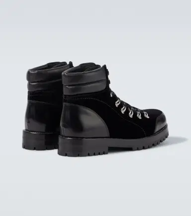 Manolo Blahnik Janka leather-trimmed velvet lace-up boots | Thumbnail 2