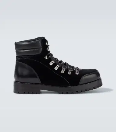 Manolo Blahnik Janka leather-trimmed velvet lace-up boots | Thumbnail 4