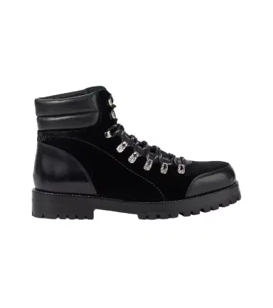 Manolo Blahnik Janka leather-trimmed velvet lace-up boots | Thumbnail 1
