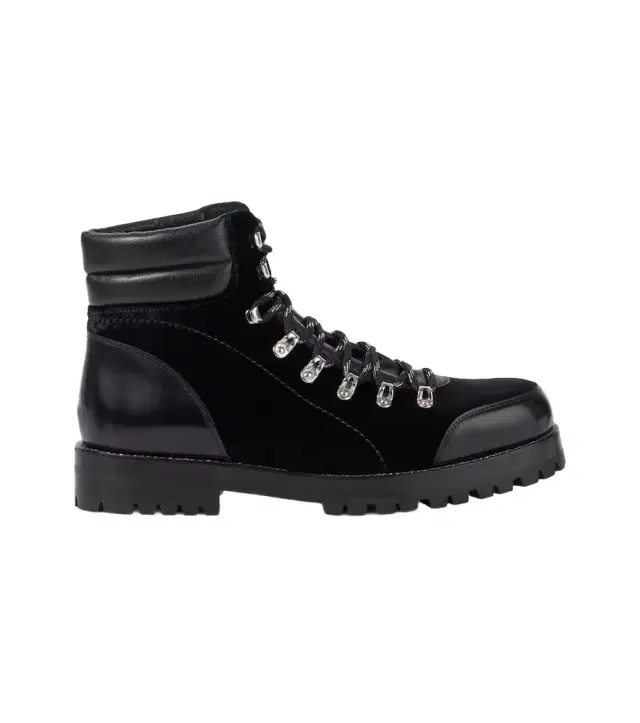 Manolo Blahnik Janka leather-trimmed velvet lace-up boots