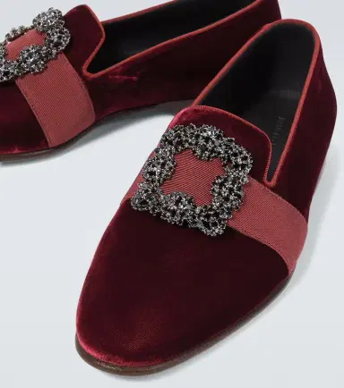 Manolo Blahnik Carlton embellished velvet loafers | Thumbnail 4