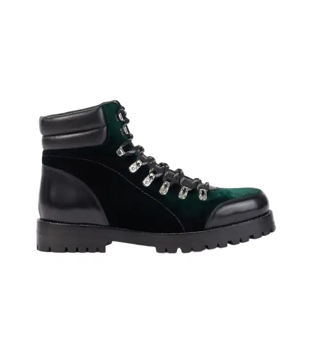 Manolo Blahnik Janka leather-trimmed velvet combat boots