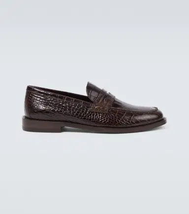 Manolo Blahnik Perry croc-effect leather penny loafers | Thumbnail 3