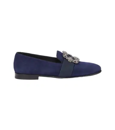 Manolo Blahnik Carlton embellished suede loafers | Thumbnail 1 Manolo Blahnik Carlton embellished suede loafers | Thumbnail 1