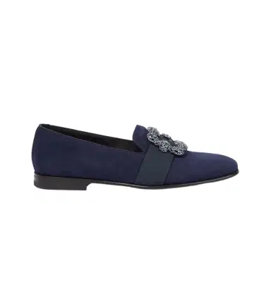 Manolo Blahnik Carlton embellished suede loafers | Thumbnail 1 Manolo Blahnik Carlton embellished suede loafers | Thumbnail 1