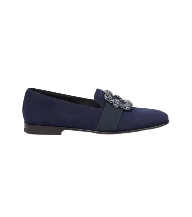 Manolo Blahnik Carlton embellished suede loafers
