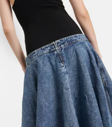 Alaïa Alaïa Denim and cotton jersey midi skirt | Thumbnail 4 Alaïa Alaïa Denim and cotton jersey midi skirt | Thumbnail 4