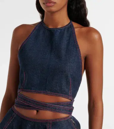 Alaïa Alaïa Halterneck denim crop top | Thumbnail 2