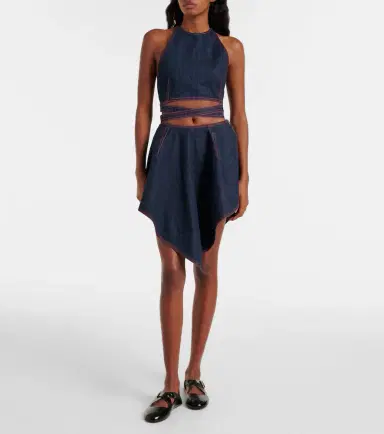 Alaïa Alaïa Triangle asymmetric denim miniskirt | Thumbnail 2