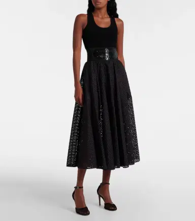 Alaïa Alaïa Cotton-blend midi skirt | Thumbnail 3 Alaïa Alaïa Cotton-blend midi skirt | Thumbnail 3