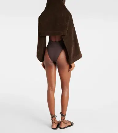 Alaïa Alaïa Cropped cotton terry hoodie | Thumbnail 2