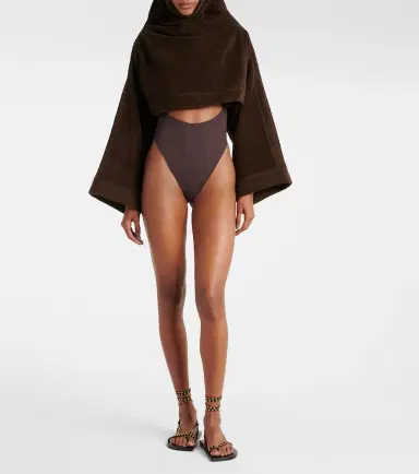 Alaïa Alaïa Cropped cotton terry hoodie | Thumbnail 5