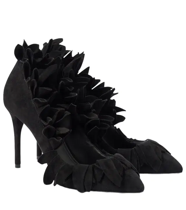 Alaia Alaïa Petal ruffled suede pumps