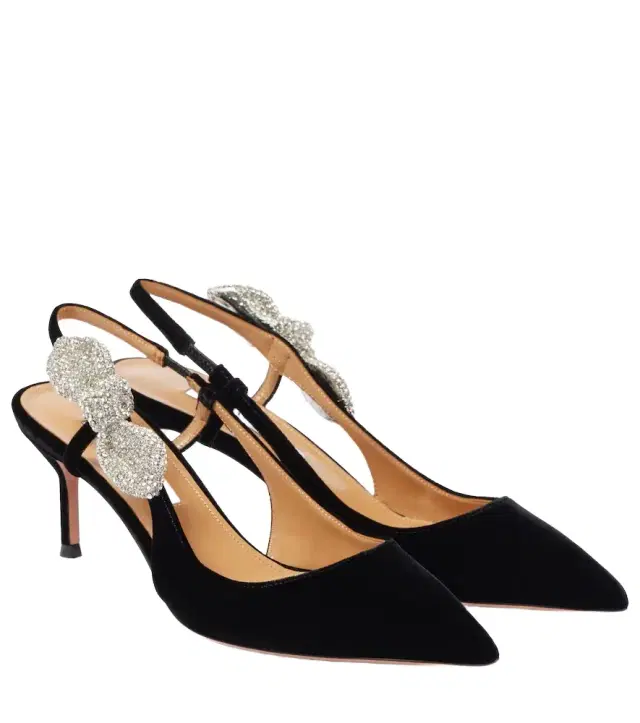Aquazzura Very Bow Tie Crystal 65 slingback pumps
