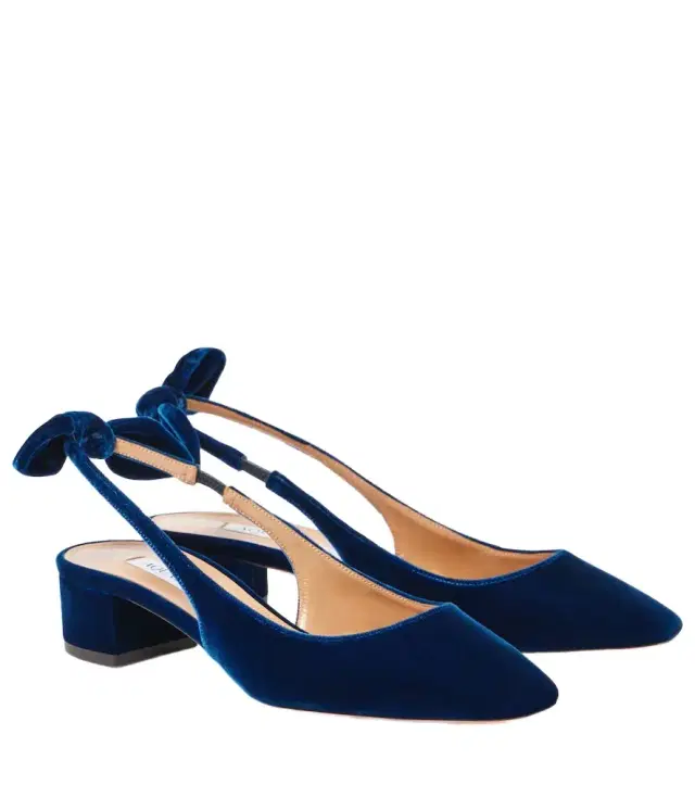 Aquazzura Very Bow Tie 35 velvet slingback pumps