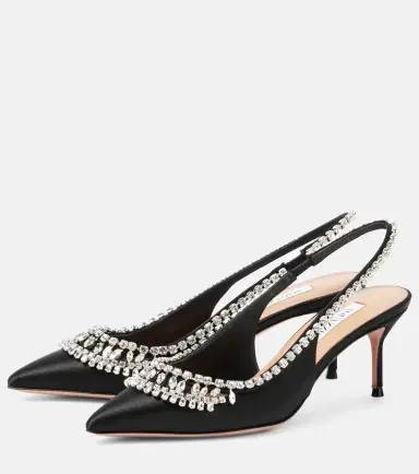 Aquazzura Crystal Crush satin slingback pumps | Thumbnail 2