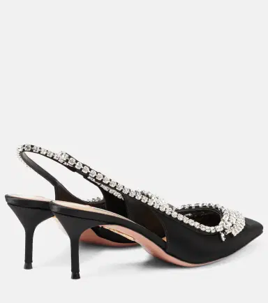 Aquazzura Crystal Crush satin slingback pumps | Thumbnail 3