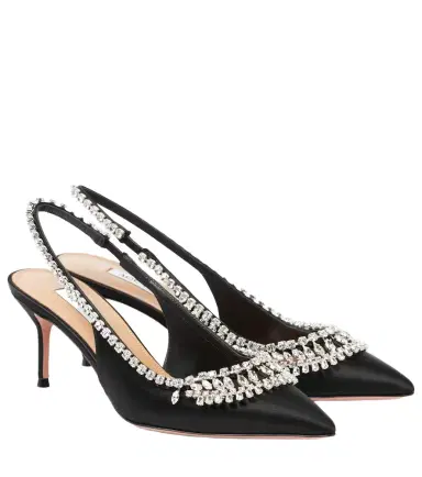 Aquazzura Crystal Crush satin slingback pumps | Thumbnail 1