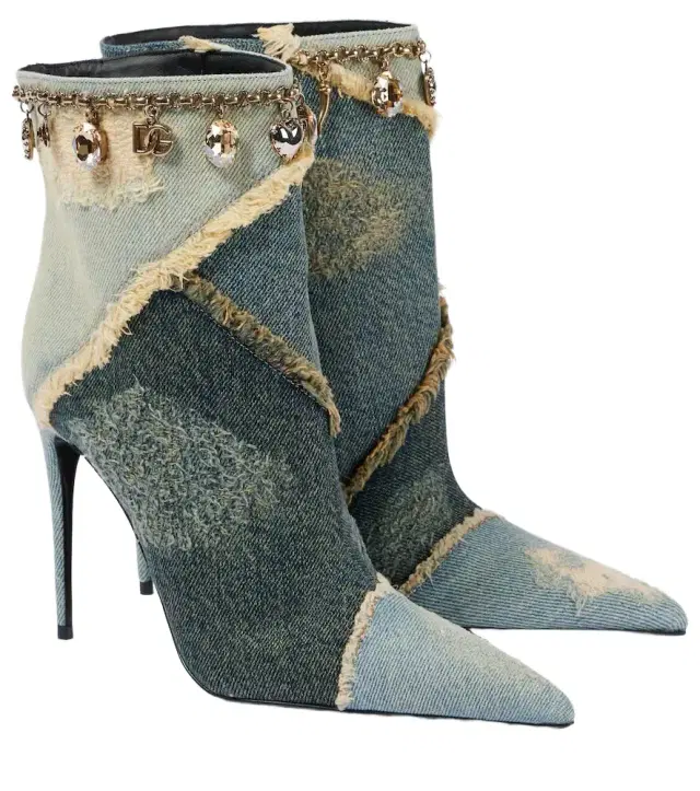 Dolce & Gabbana Embellished denim ankle boots