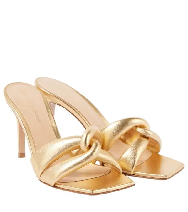 Gianvito Rossi Amour 85 metallic leather mules