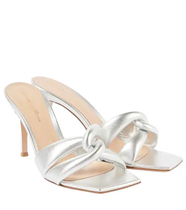 Gianvito Rossi Amour 90 metallic leather mules
