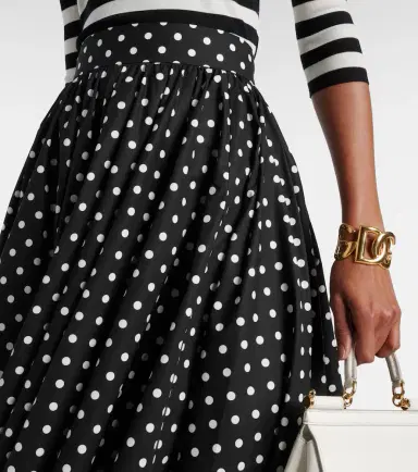 Dolce & Gabbana Polka-dot high-rise cotton poplin midi skirt | Thumbnail 2