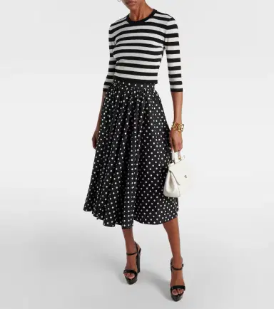 Dolce & Gabbana Polka-dot high-rise cotton poplin midi skirt | Thumbnail 3