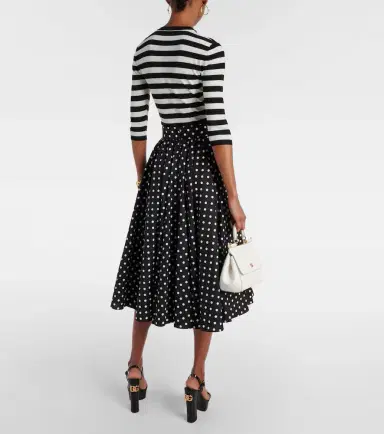 Dolce & Gabbana Polka-dot high-rise cotton poplin midi skirt | Thumbnail 4